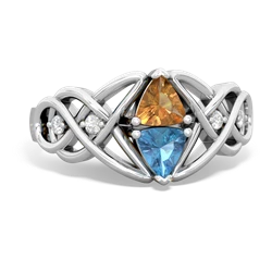 Citrine Keepsake Celtic Knot 14K White Gold ring R5300