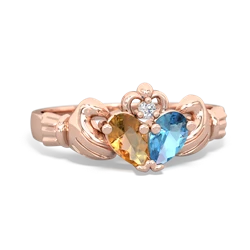 Citrine 'Our Heart' Claddagh 14K Rose Gold ring R2388