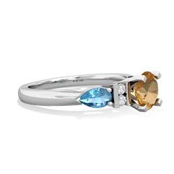 Citrine 6Mm Round Eternal Embrace Engagement 14K White Gold ring R2005