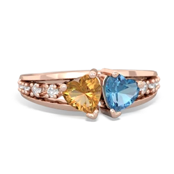 Citrine Heart To Heart 14K Rose Gold ring R3342