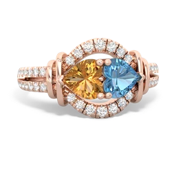 Citrine Art-Deco Keepsake 14K Rose Gold ring R5630