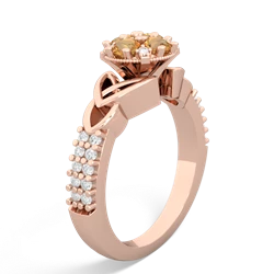 Citrine Celtic Knot Cluster Engagement 14K Rose Gold ring R26443RD