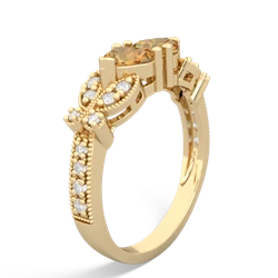 Citrine Diamond Butterflies 14K Yellow Gold ring R5601