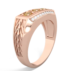 Emerald Three Stone Tire Tread Men's 14K Rose Gold ring R0520