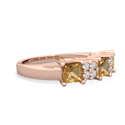 Smoky Quartz Three Stone Diamond Cluster 14K Rose Gold ring R2592