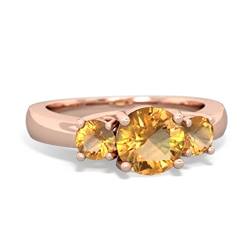 Citrine Three Stone Round Trellis 14K Rose Gold ring R4018