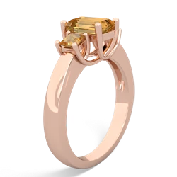 White Topaz Three Stone Emerald-Cut Trellis 14K Rose Gold ring R4021