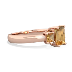 Peridot Three Stone Emerald-Cut Trellis 14K Rose Gold ring R4021