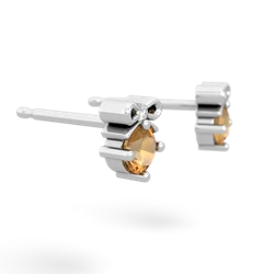 Citrine Diamond Bows 14K White Gold earrings E7002