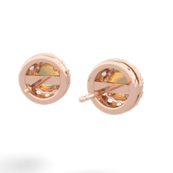 Citrine Diamond Halo 14K Rose Gold earrings E5370