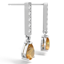 Citrine Art Deco Diamond Drop 14K White Gold earrings E5324