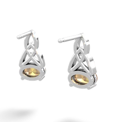 Citrine Celtic Trinity Knot 14K White Gold earrings E2389