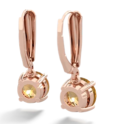 Citrine 8Mm  Round Lever Back 14K Rose Gold earrings E2788