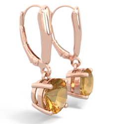 Citrine 8Mm  Round Lever Back 14K Rose Gold earrings E2788