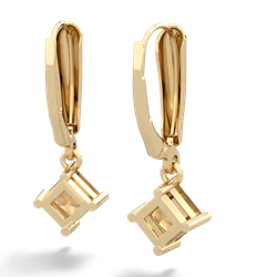 Citrine 6Mm Princess Lever Back 14K Yellow Gold earrings E2789