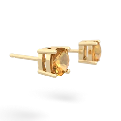 Citrine 5Mm Checkerboard Cushion Stud 14K Yellow Gold earrings E1795