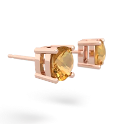 Citrine 6Mm Checkerboard Cushion Stud 14K Rose Gold earrings E1796