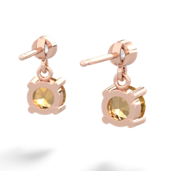 Citrine Diamond Drop 6Mm Round 14K Rose Gold earrings E1986