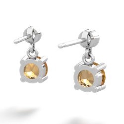 Citrine Diamond Drop 6Mm Round 14K White Gold earrings E1986