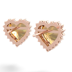 Citrine Sparkling Halo Heart 14K Rose Gold earrings E0391