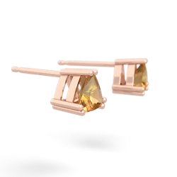 Citrine 5Mm Trillion Stud 14K Rose Gold earrings E1858