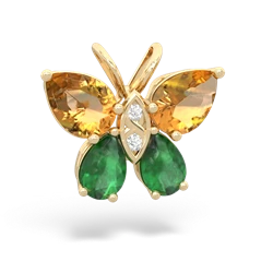 Citrine Butterfly 14K Yellow Gold pendant P2215