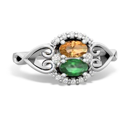 Citrine Love Nest 14K White Gold ring R5860