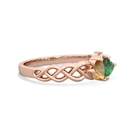 Citrine Heart To Heart Braid 14K Rose Gold ring R5870