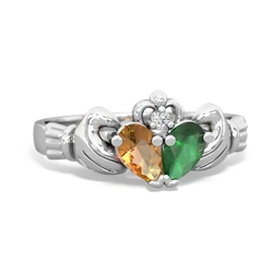 Citrine 'Our Heart' Claddagh 14K White Gold ring R2388