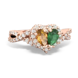 Citrine Diamond Twist 'One Heart' 14K Rose Gold ring R2640HRT