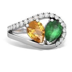 Citrine Nestled Heart Keepsake 14K White Gold ring R5650