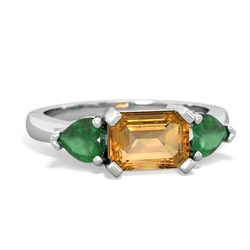 Citrine Three Stone 14K White Gold ring R5235