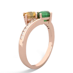 Citrine Channel Set Two Stone 14K Rose Gold ring R5303