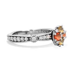 Citrine Sparkling Tiara Cluster 14K White Gold ring R26293RD