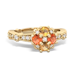 Citrine Sparkling Tiara Cluster 14K Yellow Gold ring R26293RD