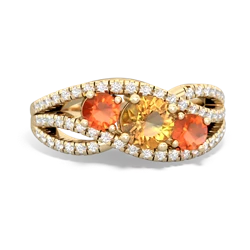 Citrine Three Stone Aurora 14K Yellow Gold ring R3080