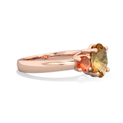 Citrine Three Stone Oval Trellis 14K Rose Gold ring R4024