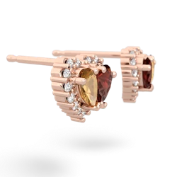 Citrine Halo 14K Rose Gold earrings E7008