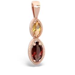 Citrine Antique-Style Halo 14K Rose Gold pendant P5700