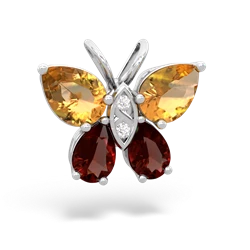 Citrine Butterfly 14K White Gold pendant P2215