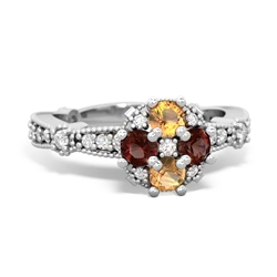 Citrine Sparkling Tiara Cluster 14K White Gold ring R26293RD