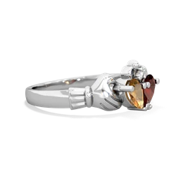 Citrine 'Our Heart' Claddagh 14K White Gold ring R2388