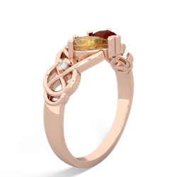 Citrine 'One Heart' Celtic Knot Claddagh 14K Rose Gold ring R5322