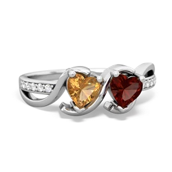 Citrine Side By Side 14K White Gold ring R3090