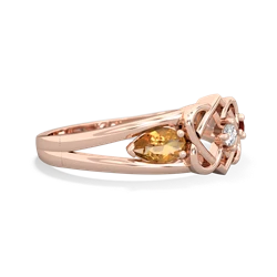 Citrine Hearts Intertwined 14K Rose Gold ring R5880