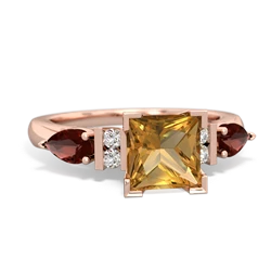 Citrine 6Mm Princess Eternal Embrace Engagement 14K Rose Gold ring C2002