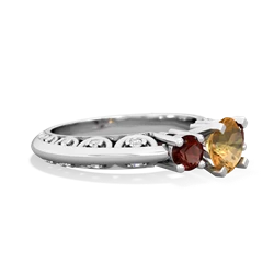 Citrine Art Deco Eternal Embrace Engagement 14K White Gold ring C2003