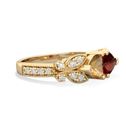 Citrine Diamond Butterflies 14K Yellow Gold ring R5601