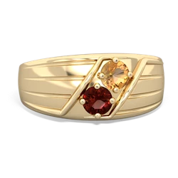 Citrine Men's Streamline 14K Yellow Gold ring R0460