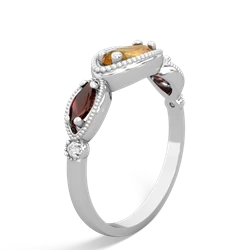 Citrine Milgrain Marquise 14K White Gold ring R5700